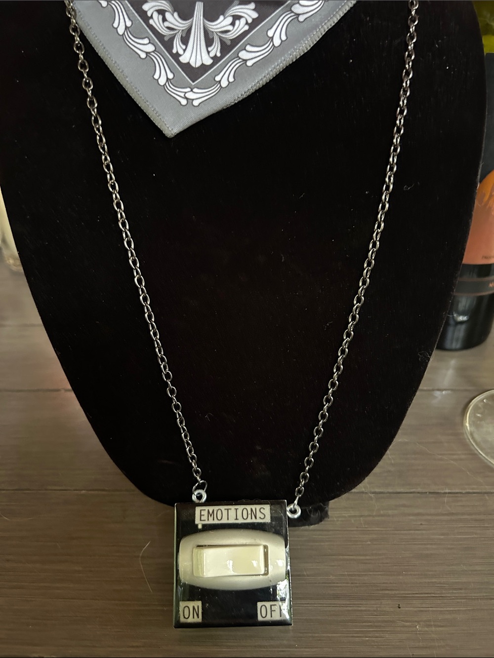 EMOTIONS On/Off Toggle Necklace - Silver Tone